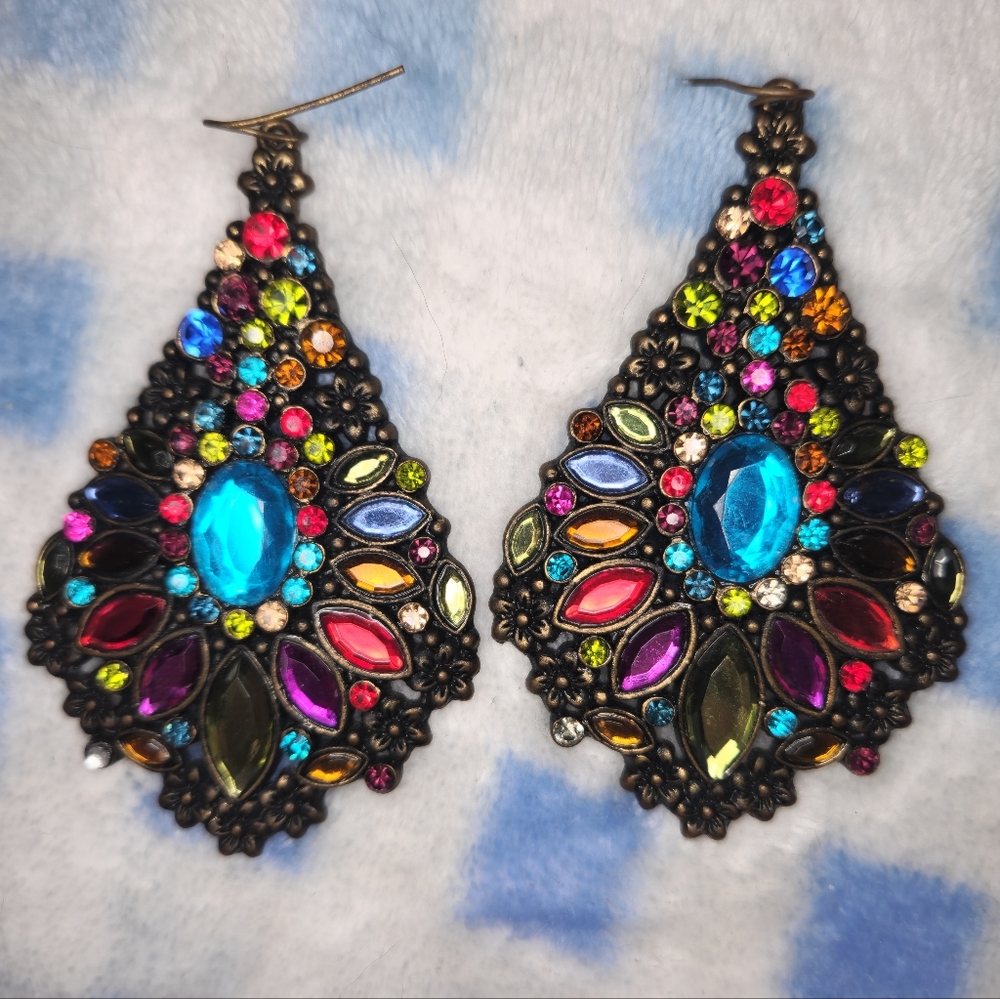 Multicolor Crystal Statement Earrings